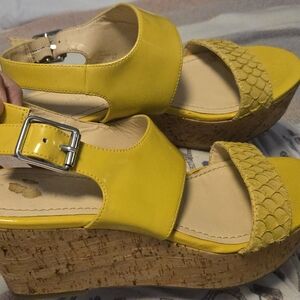 Calvin Klein Yellow Wedge Sandals